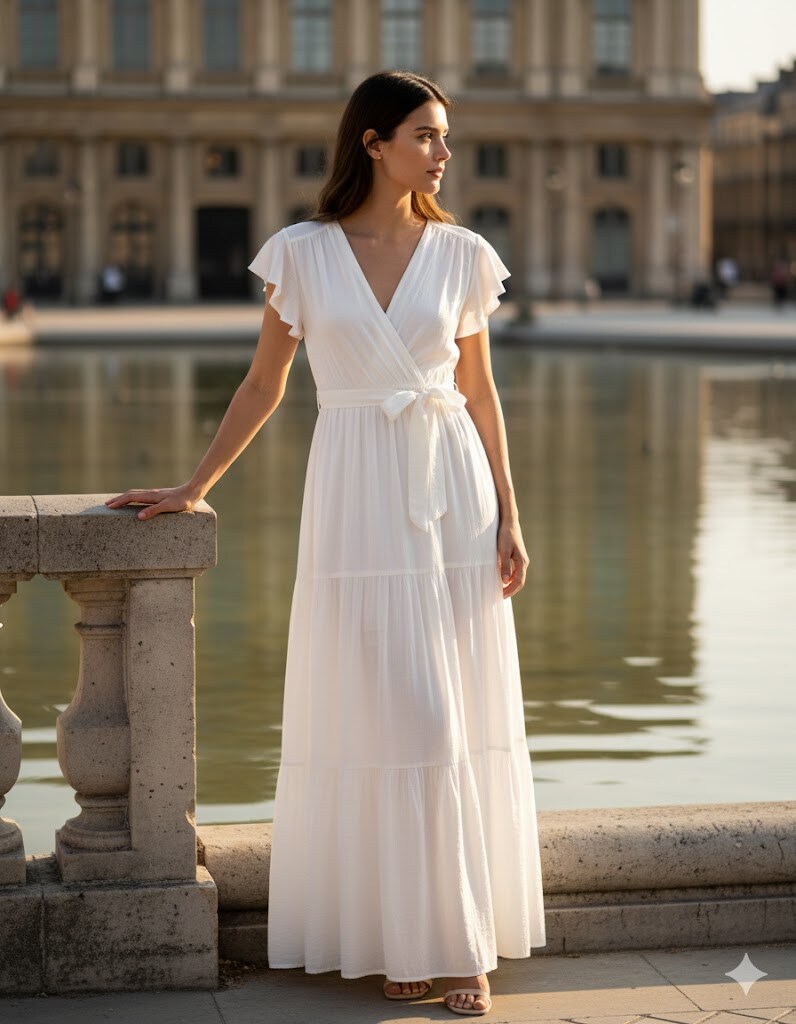 Grossiste Rosa Fashion - Robe maxi à manches courtes