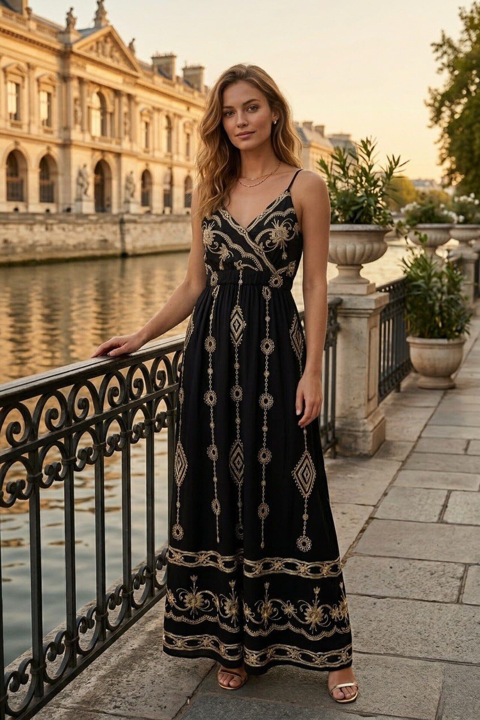 Grossista Rosa Fashion - Abito lungo con spalline sottili