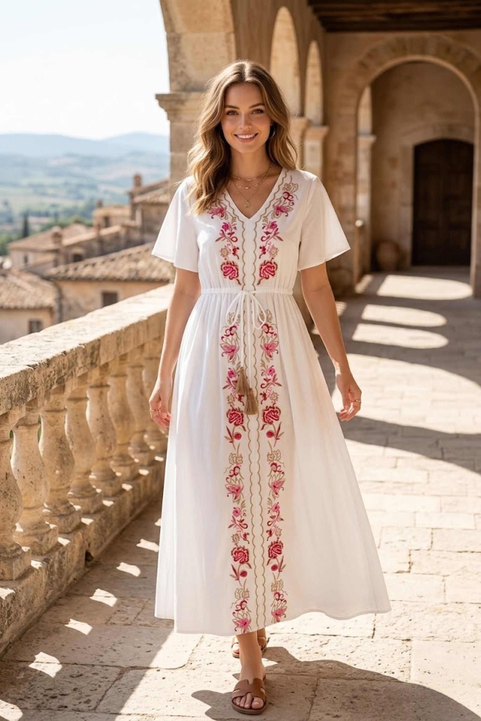 Mayorista Rosa Fashion - Vestido largo bordado estilo bohemio