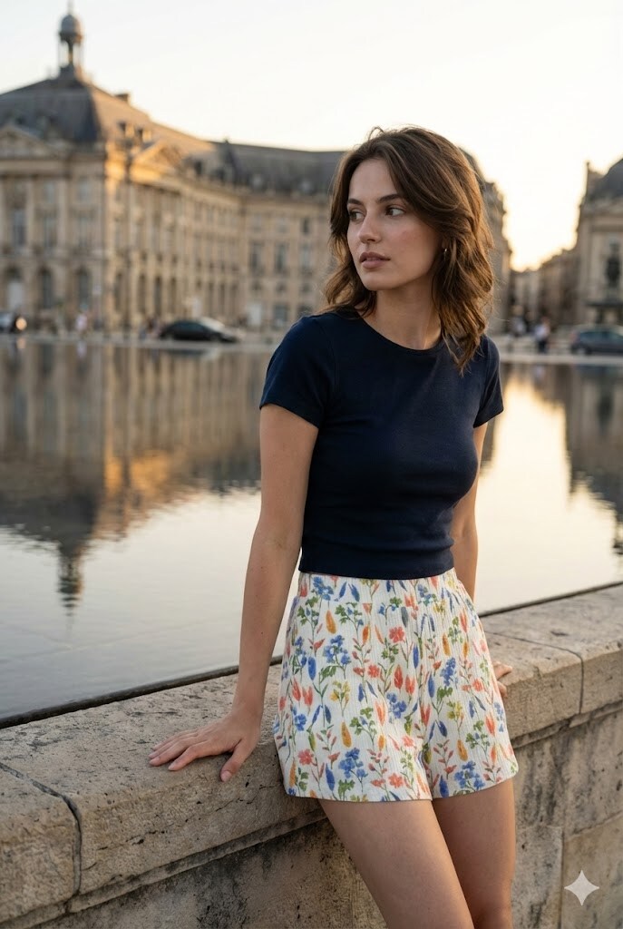 Wholesaler Rosa Fashion - Floral shorts in lightweight fabric