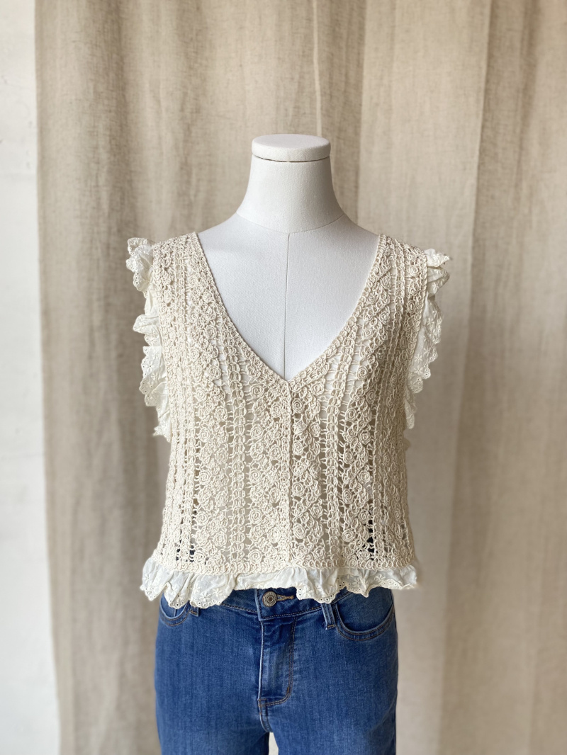 Großhändler Rosa Fashion Crochet - Häkeloberteil
