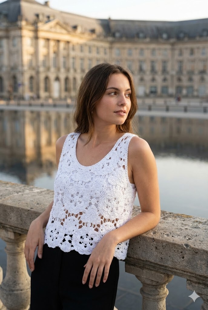 Großhändler Rosa Fashion - Elegantes Häkel-Top