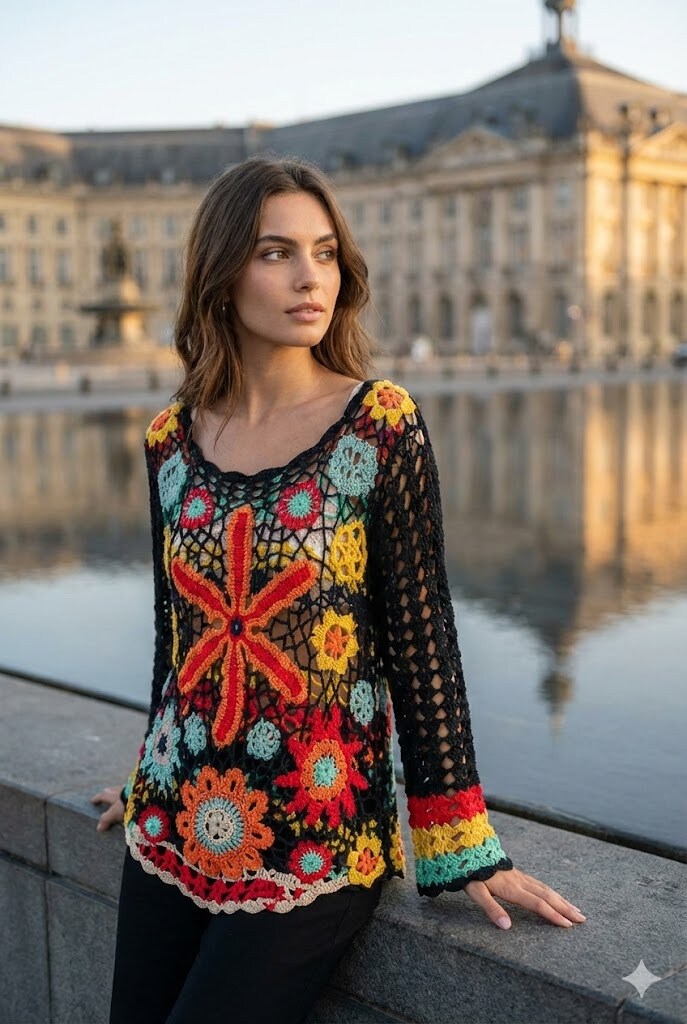 Wholesaler Rosa Fashion - Crochet top with floral patterns