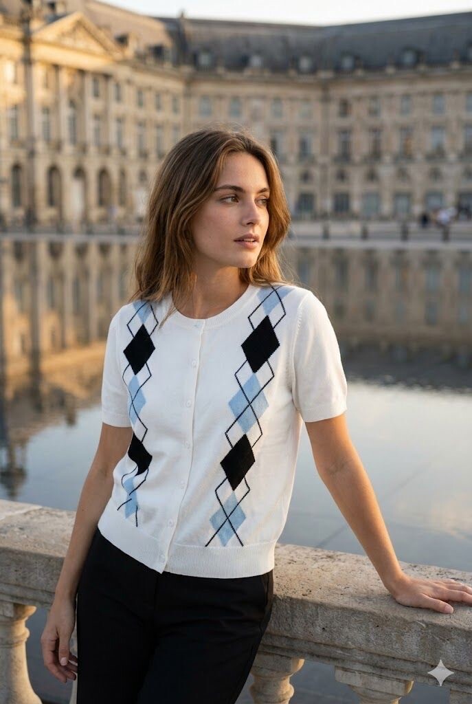 Wholesaler Rosa Fashion - Argyle pattern cardigan