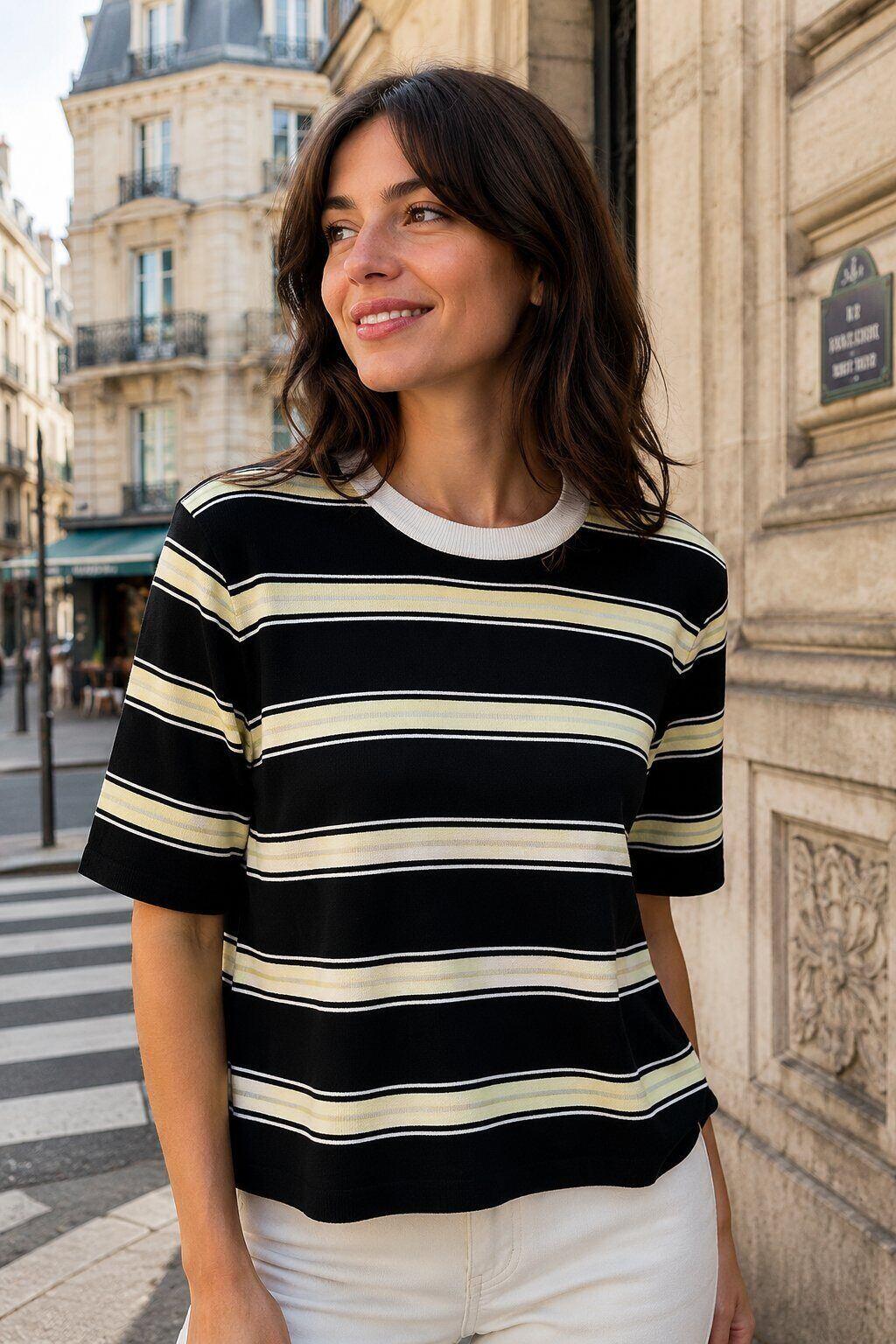 Grossiste Rosa Fashion - Tee-shirt rayé en maille