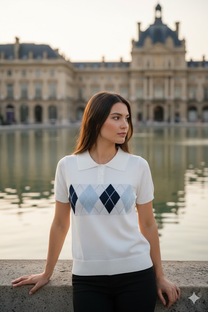Grossiste Rosa Fashion - Polo Femme à Motif Losanges