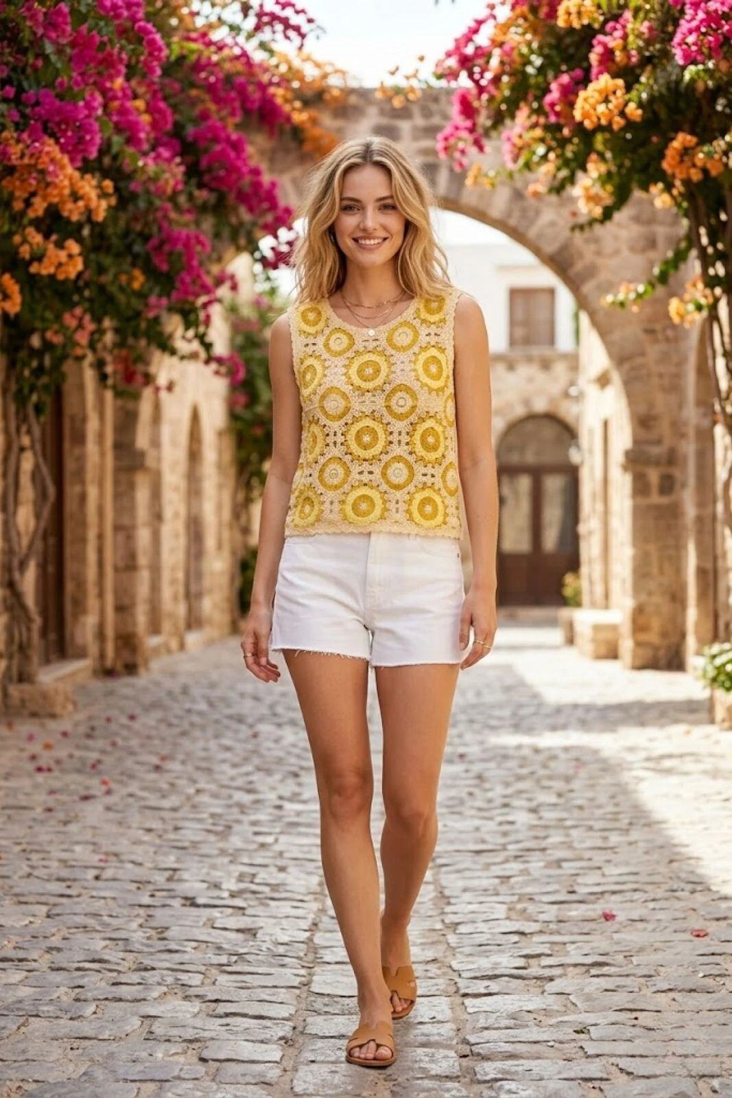 Wholesaler Rosa Fashion - Round pattern crochet vest