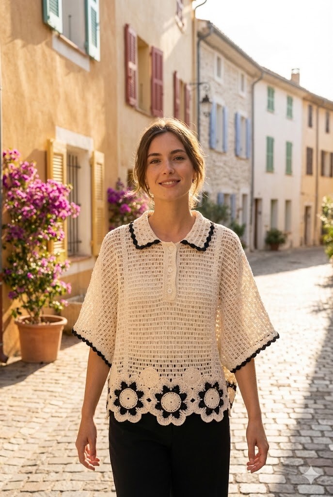 Grossiste Rosa Fashion - Top en crochet brodé