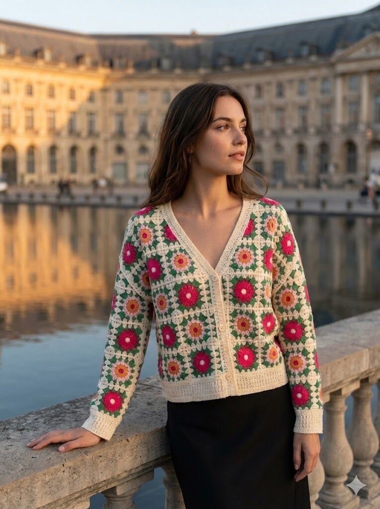 Wholesaler Rosa Fashion - Floral crochet cardigan