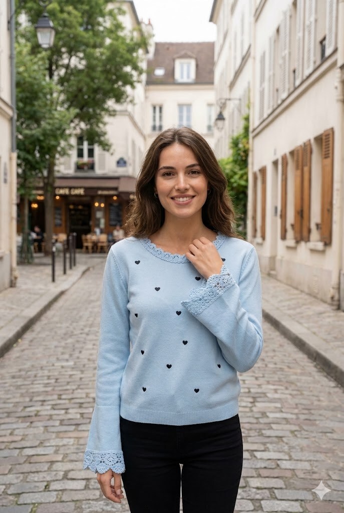 Grossiste Rosa Fashion - Pull à manches longues brodé