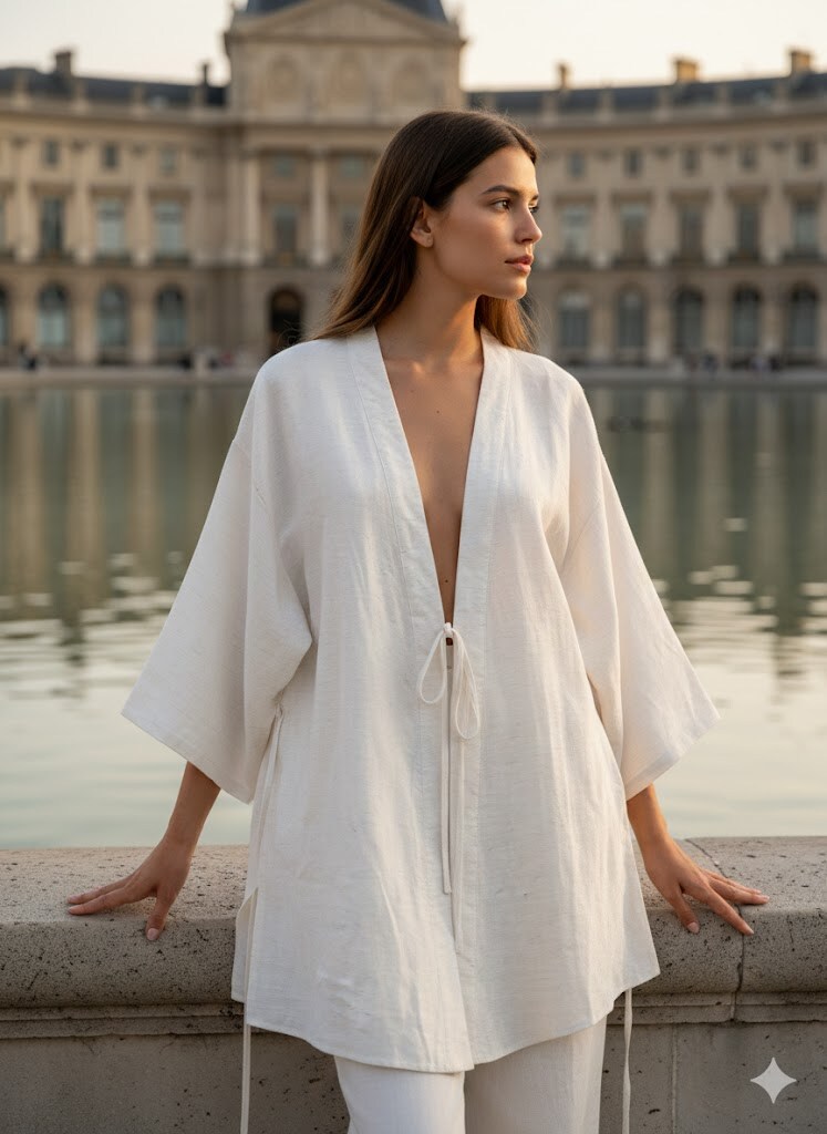 Wholesaler Rosa Fashion - Flowy kimono jacket with wide sleeves