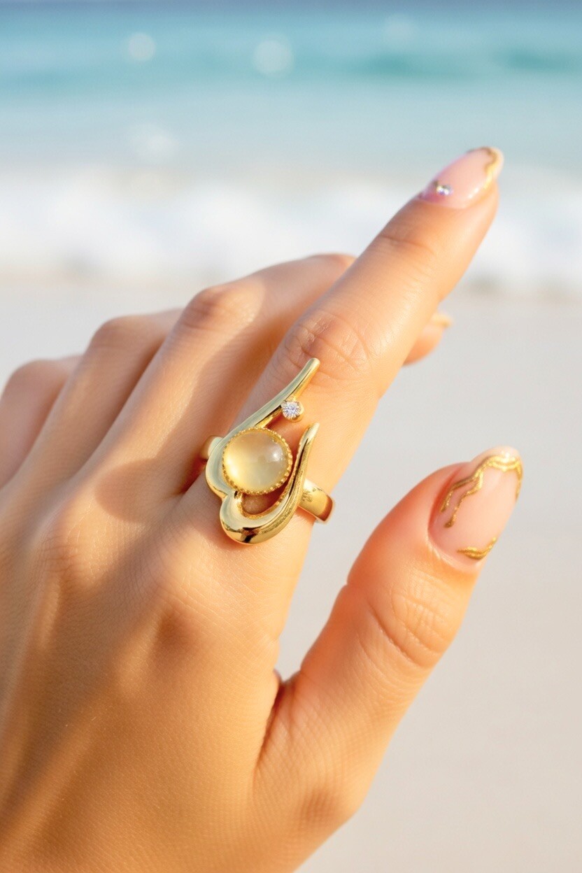 Mayorista ROSA - Anillo de piedra de acero inoxidable ajustable