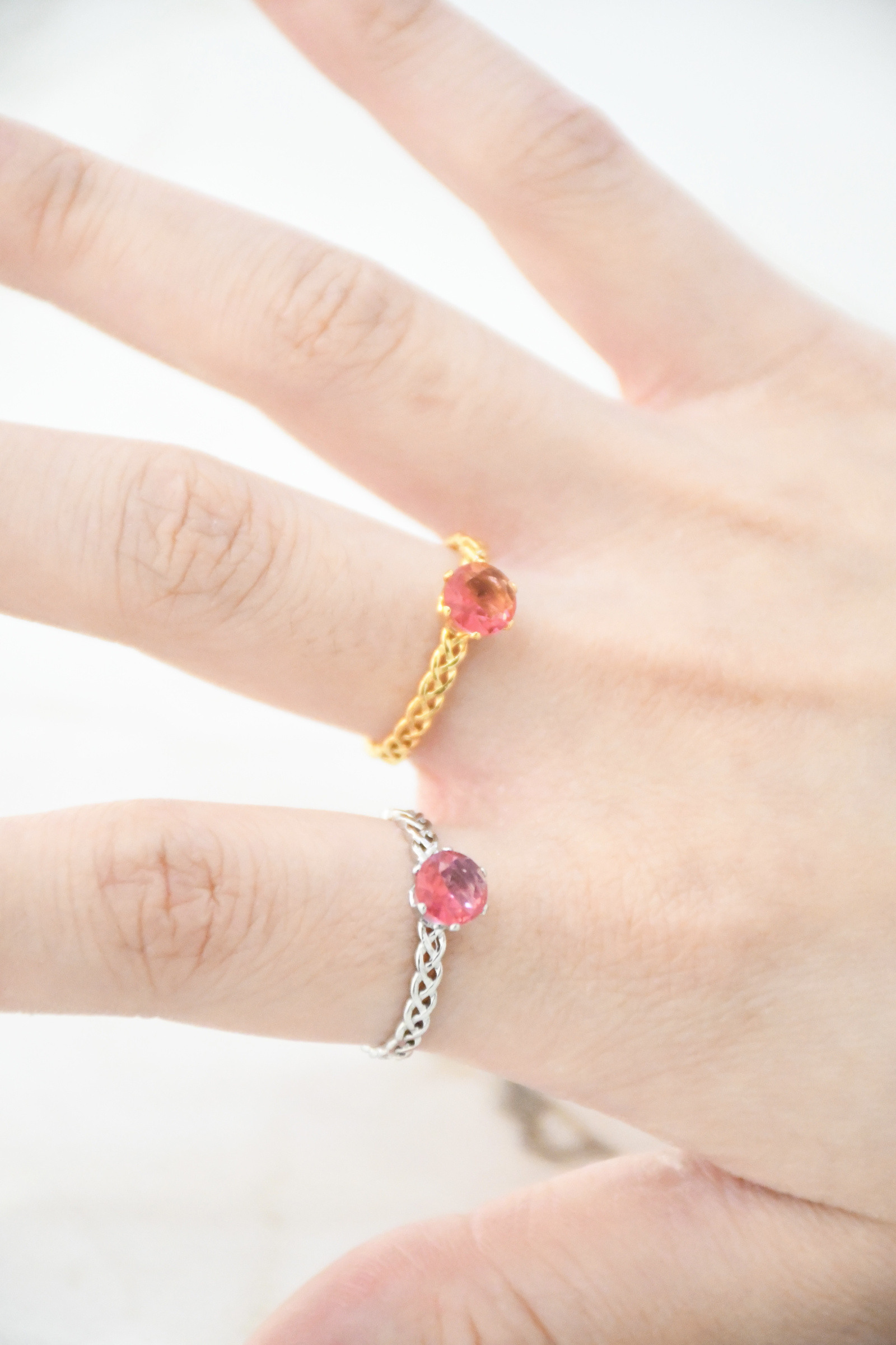 Mayorista ROSA - Anillo ajustable de acero inoxidable con piedra