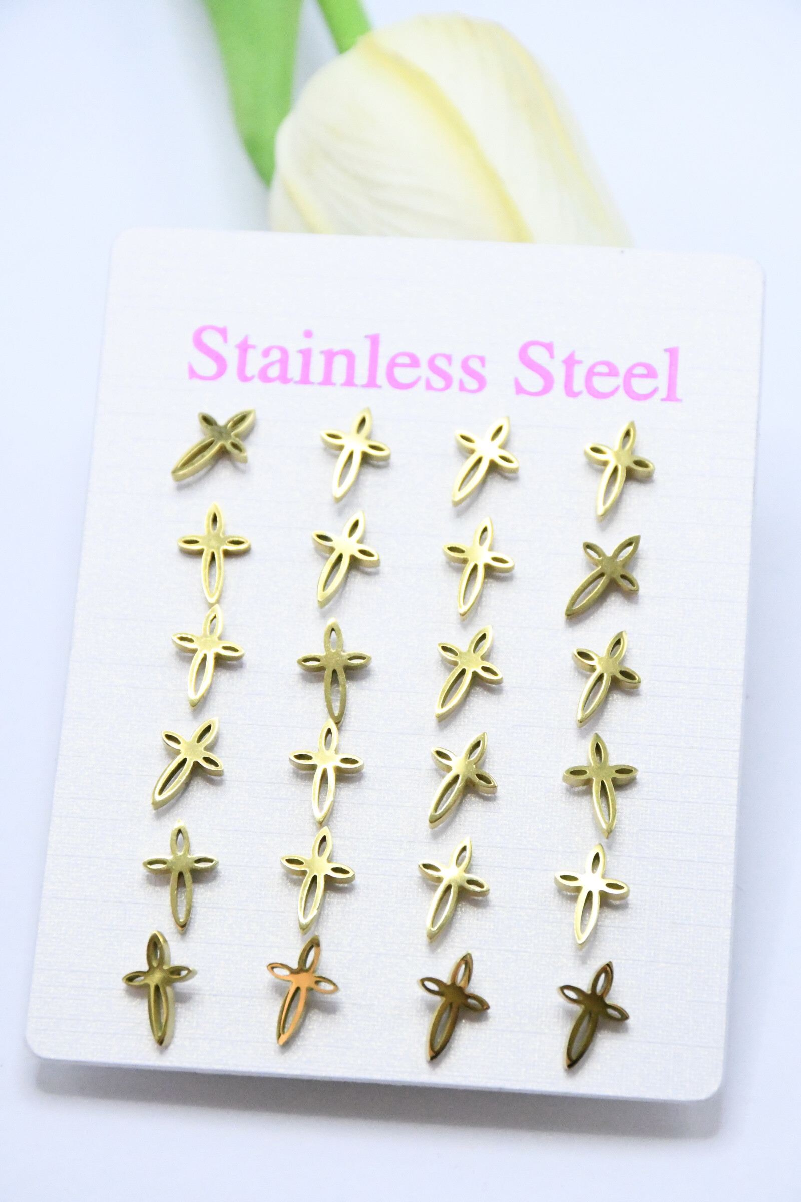 Wholesaler ROSA - 12 pairs in stainless steel earrings