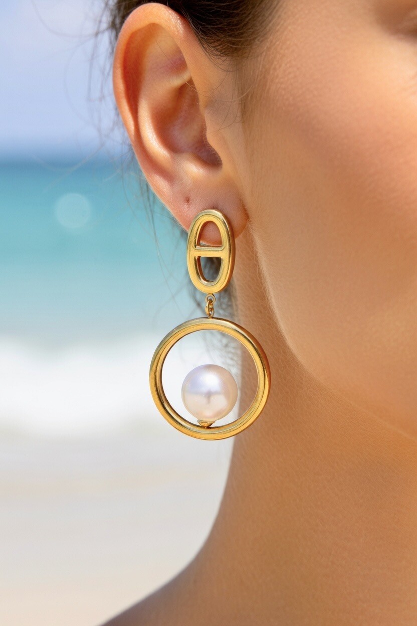 Grossiste ROSA - Boucles d'oreilles perles en acier inoxydable