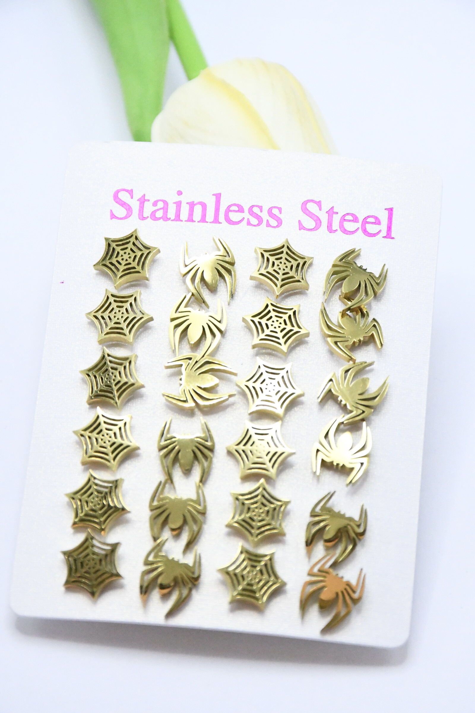 Wholesaler ROSA - 12 pairs in stainless steel earrings