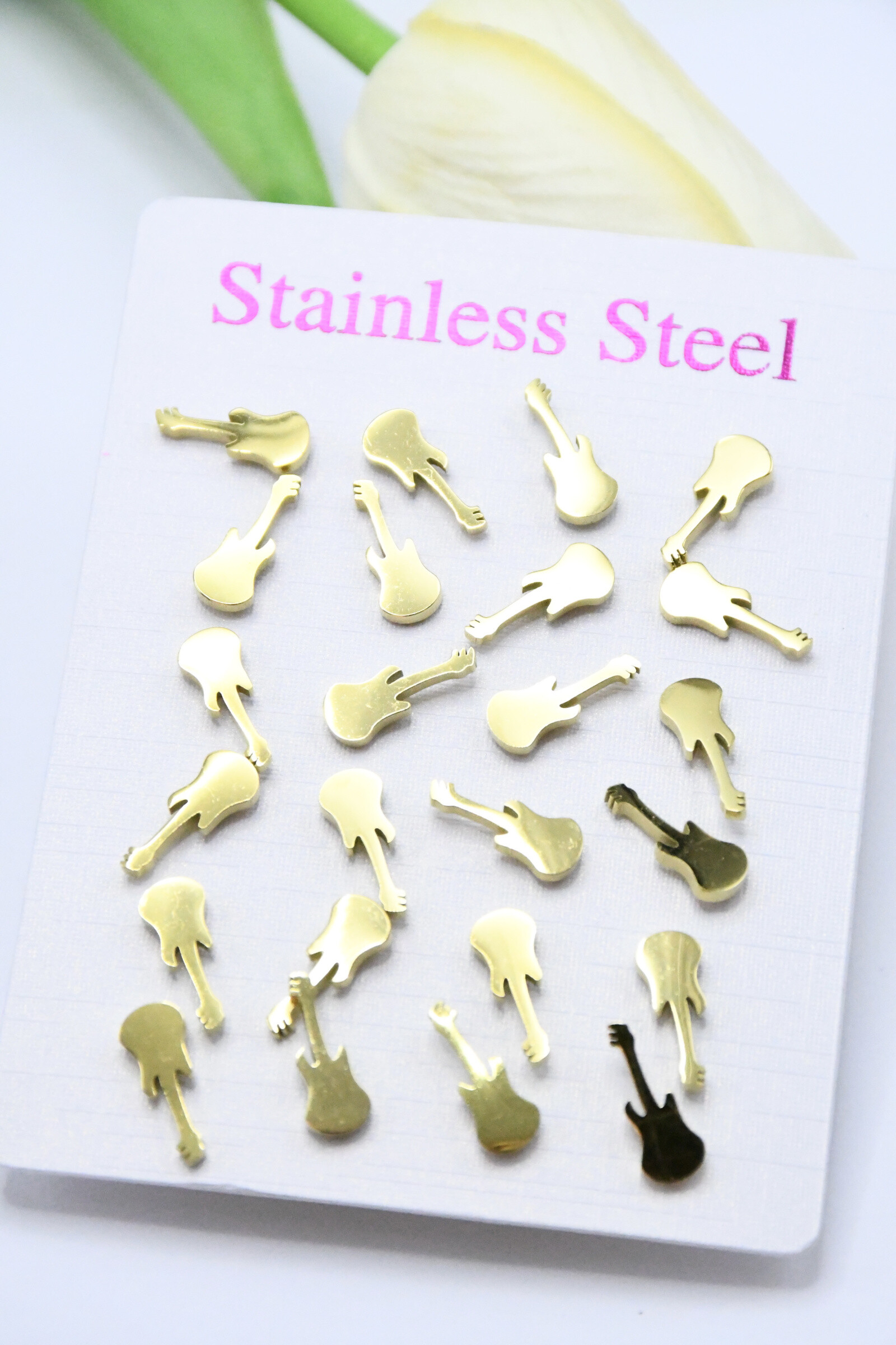 Wholesaler ROSA - 12 pairs in stainless steel earrings