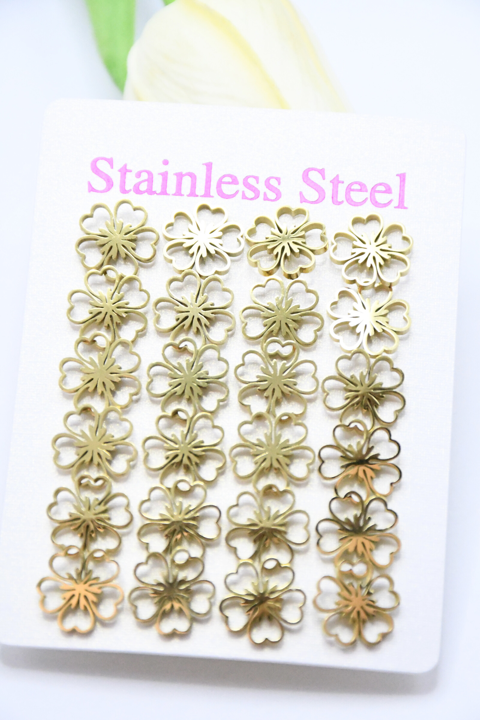 Wholesaler ROSA - 12 pairs in stainless steel earrings