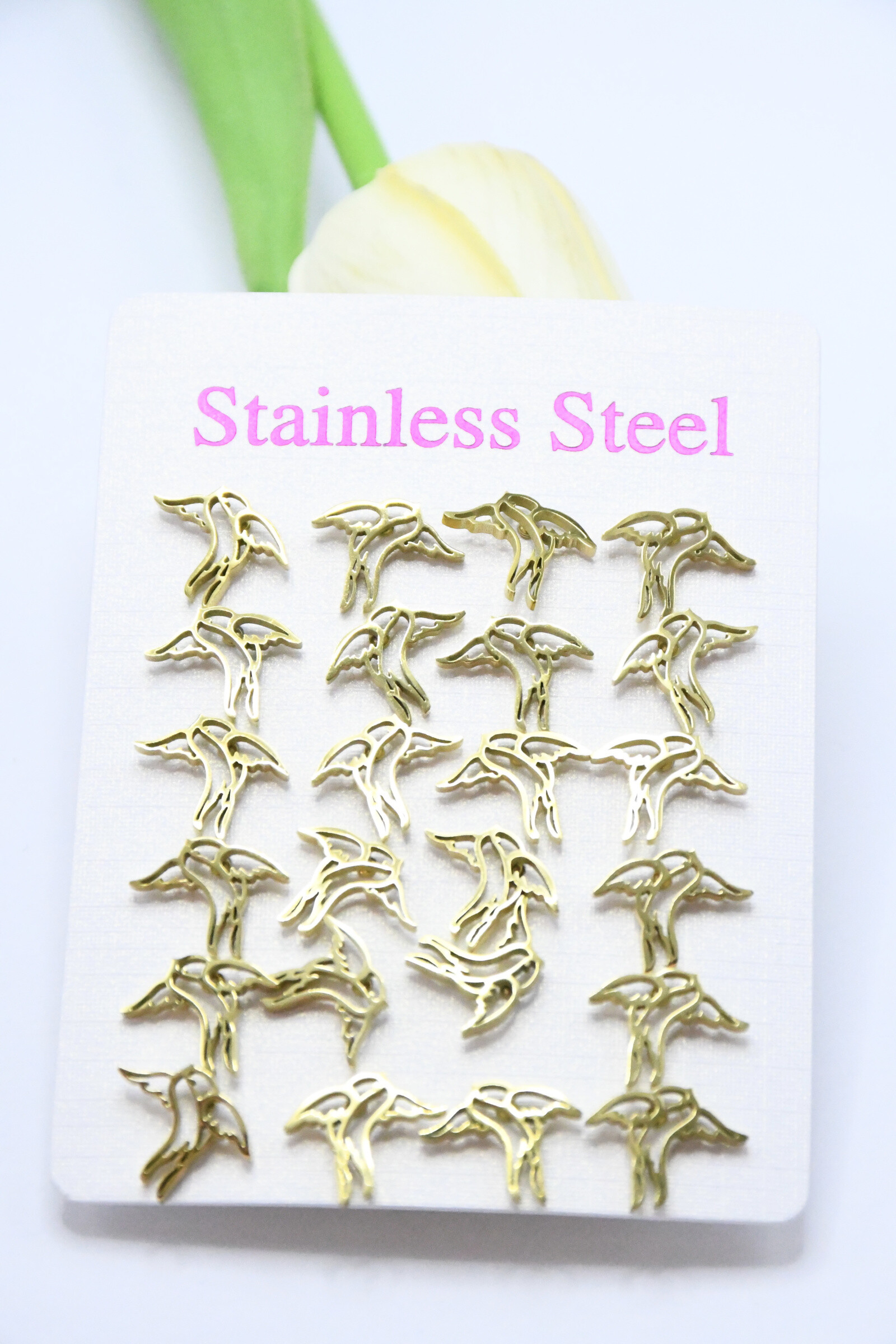 Wholesaler ROSA - 12 pairs in stainless steel earrings