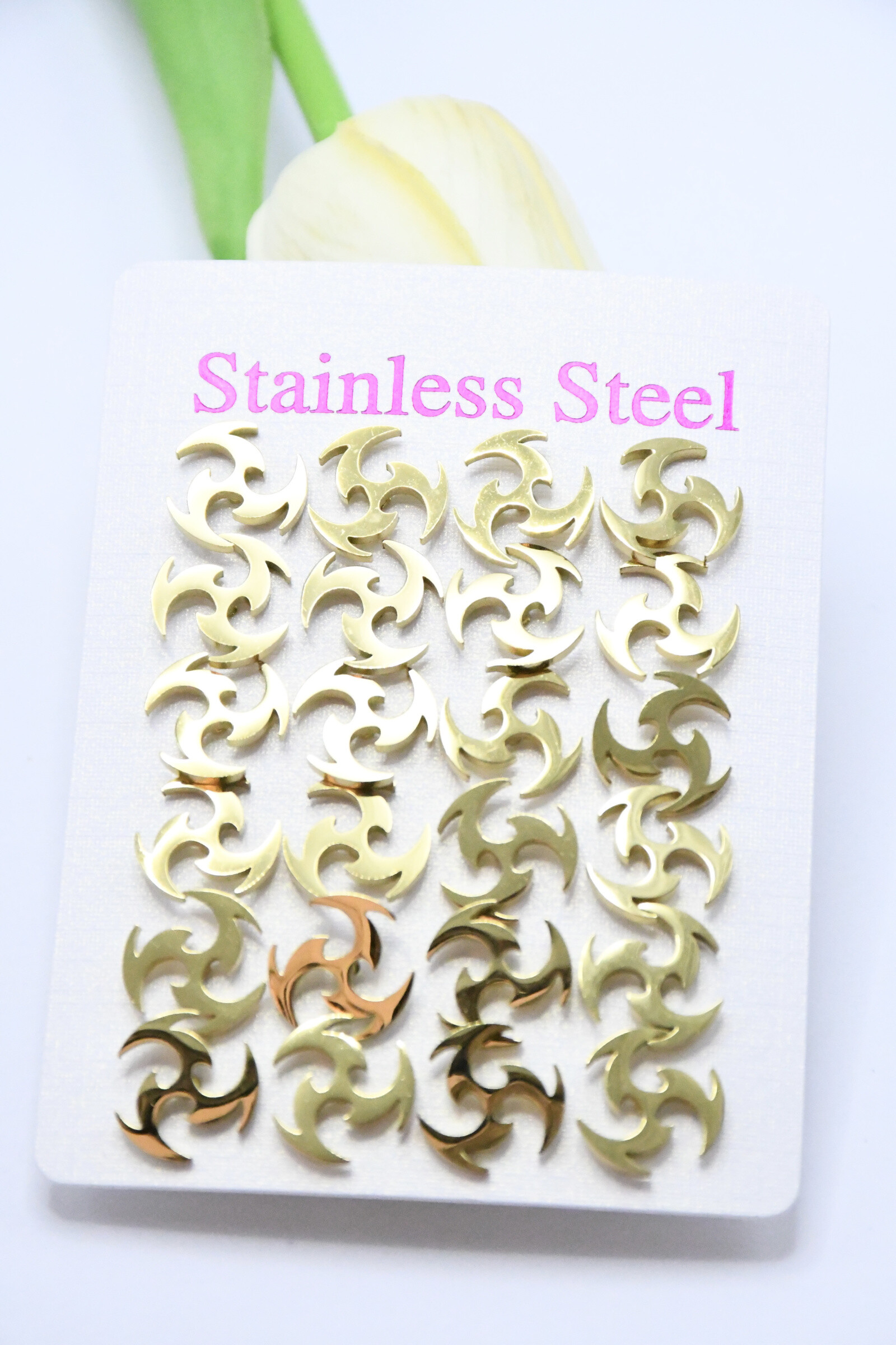 Wholesaler ROSA - 12 pairs in stainless steel earrings