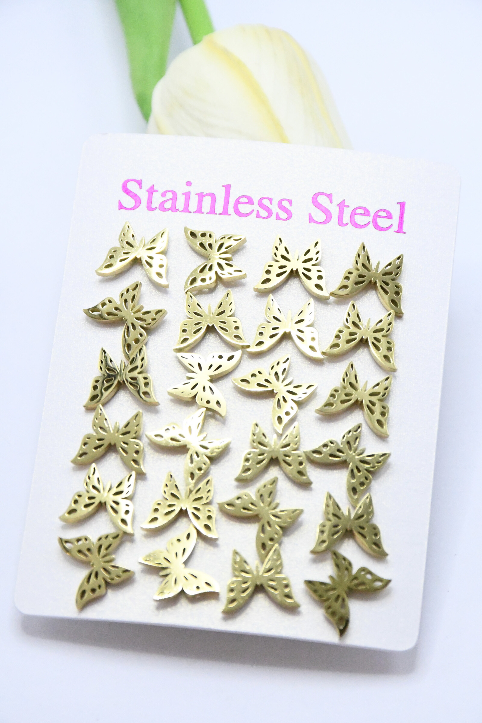 Wholesaler ROSA - 12 pairs in stainless steel earrings