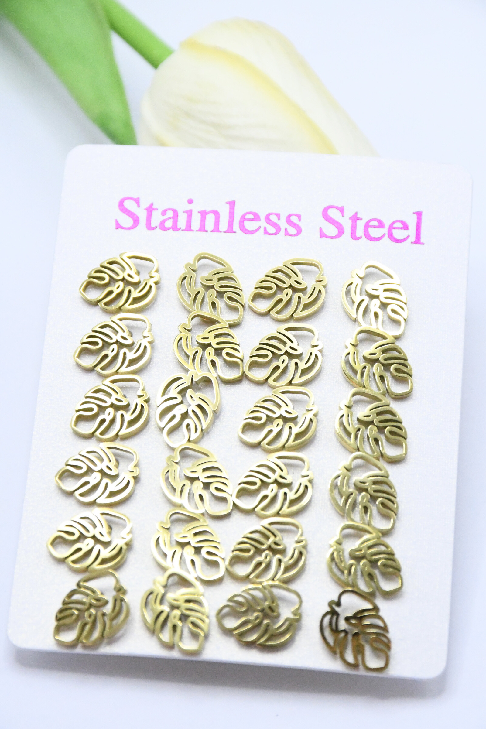 Wholesaler ROSA - 12 pairs in stainless steel earrings