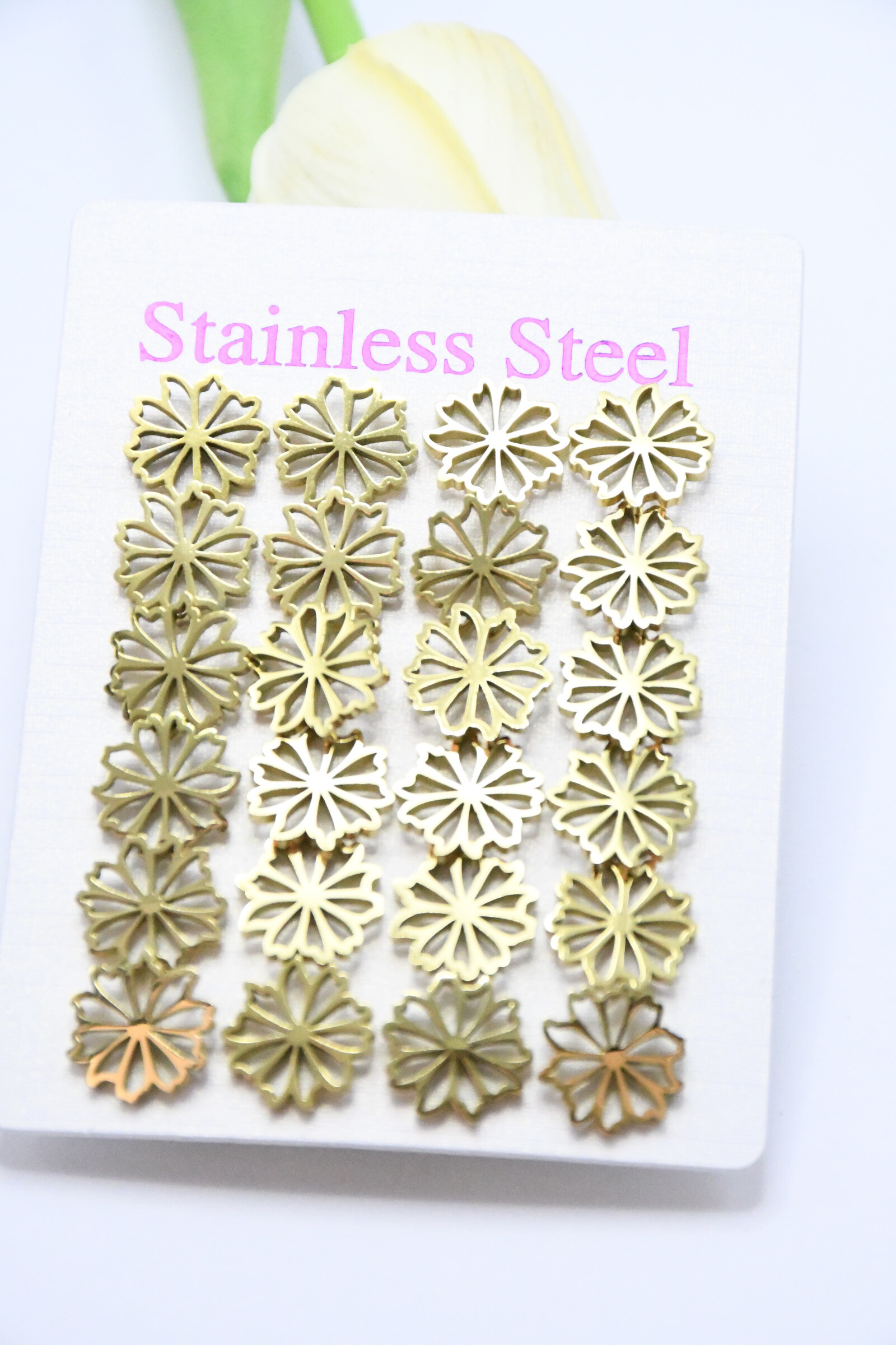 Wholesaler ROSA - 12 pairs in stainless steel earrings