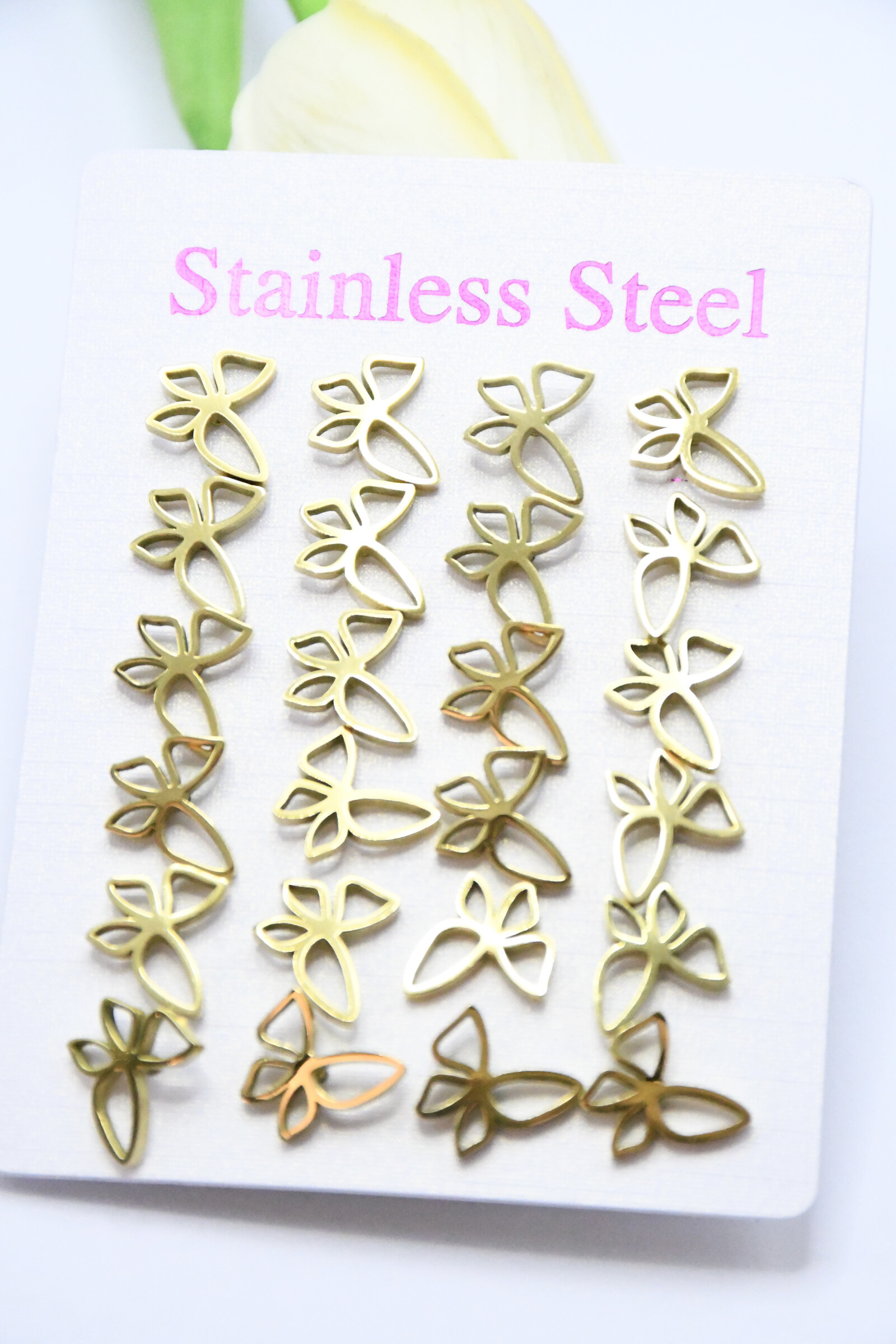 Wholesaler ROSA - 12 pairs in stainless steel earrings