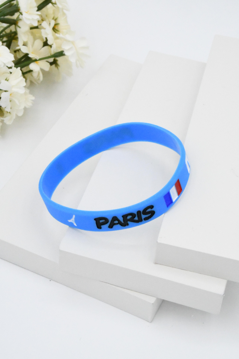 Mayorista ROSA - Pulsera elástica mensaje “paris”