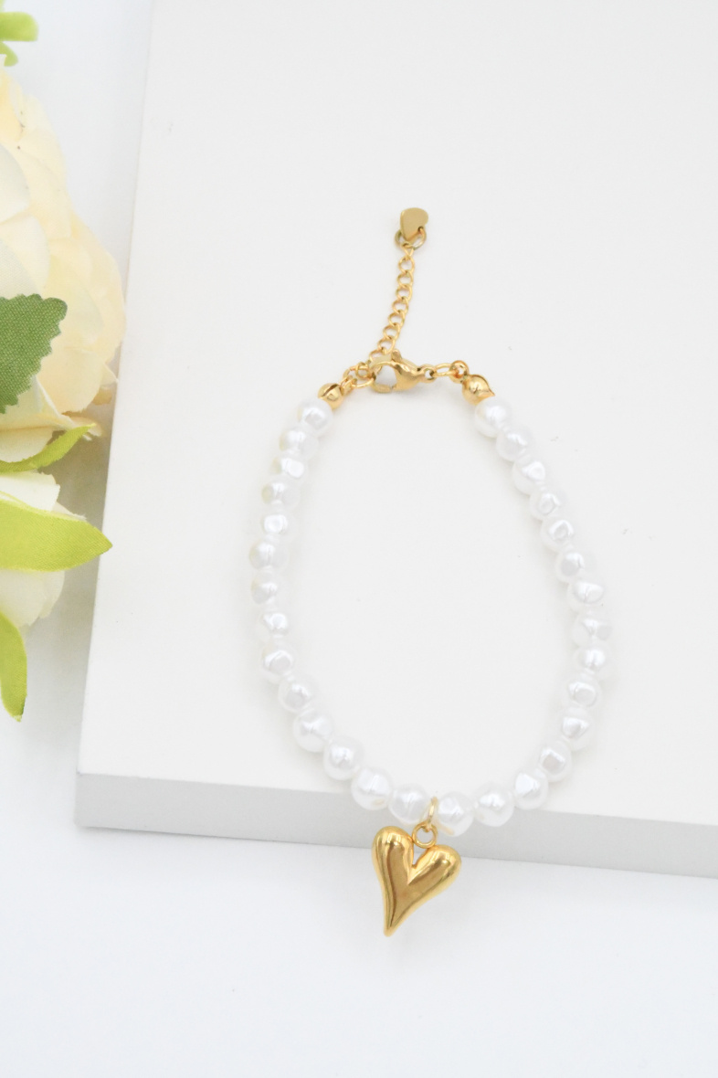 Grossista ROSA - Bracciale in acciaio inossidabile con perle coltivate
