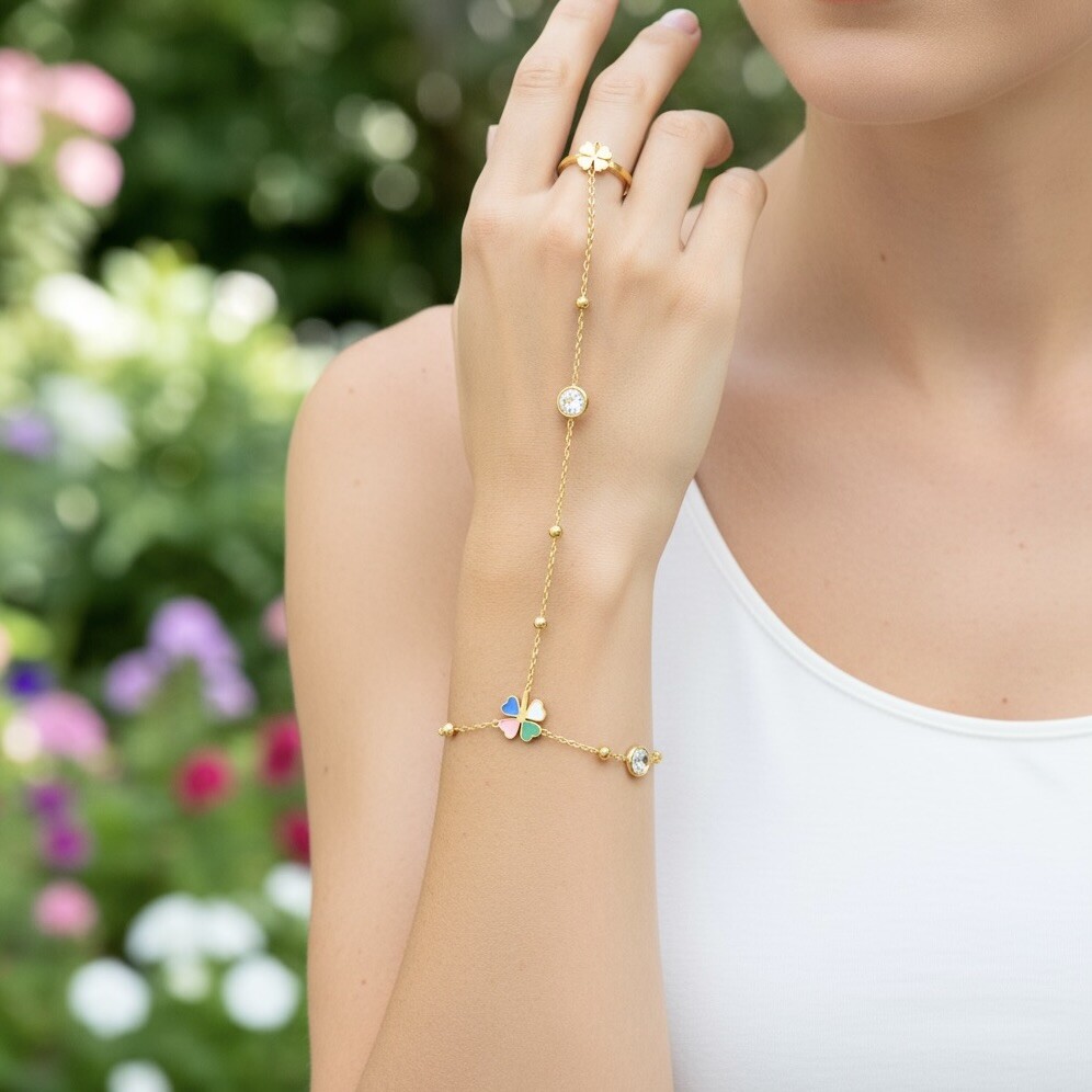 Grossista ROSA - Bracciale con anello in acciaio inossidabile