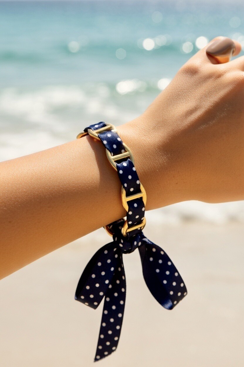 Grossista ROSA - Bracciali a nastro a pois in acciaio inossidabile