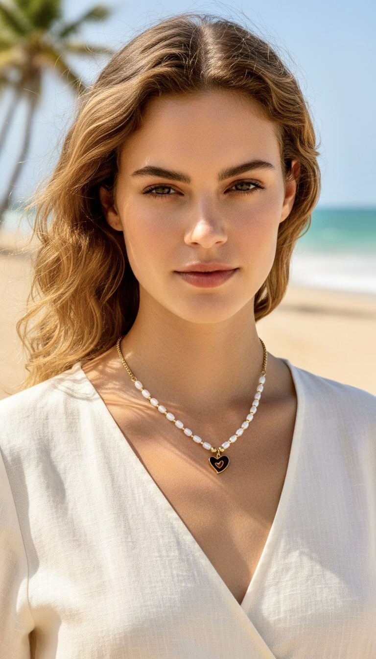 Mayorista ROSA - Collar de acero inoxidable y perlas