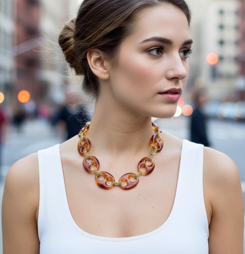 Wholesaler ROSA - Stainless steel and resin necklace