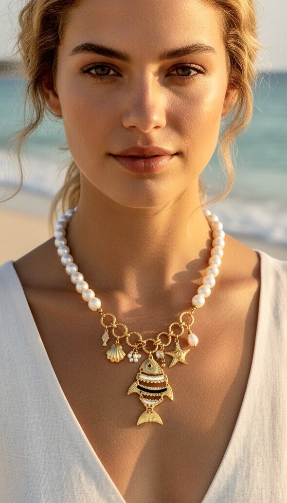 Mayorista ROSA - Collar de perlas de acero inoxidable