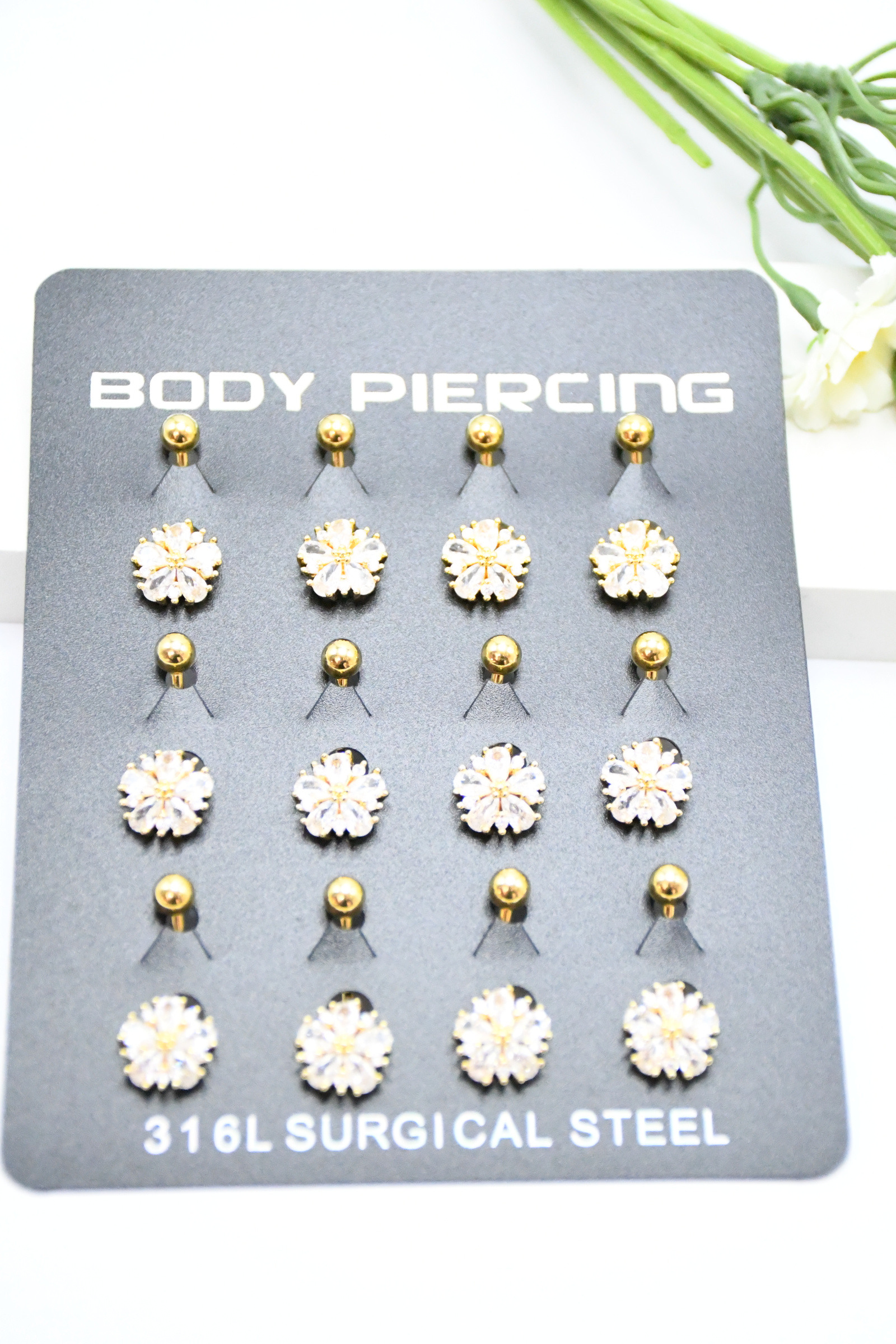 Wholesaler ROSA - 12 Stainless steel piercings 316