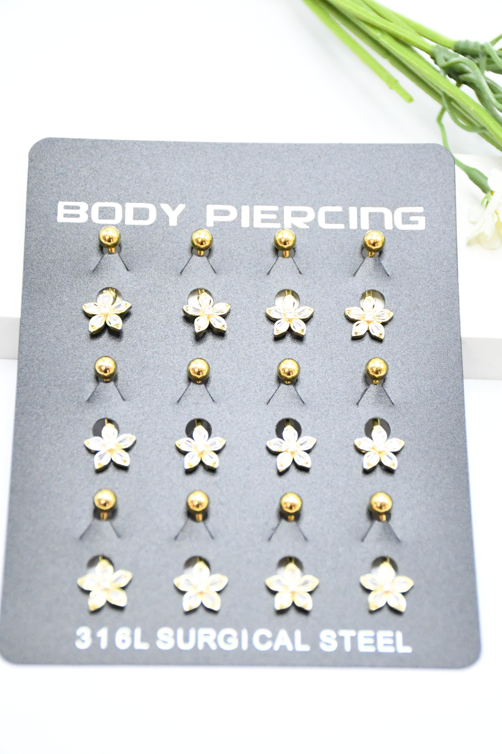 Wholesaler ROSA - 12 Stainless steel piercings 316