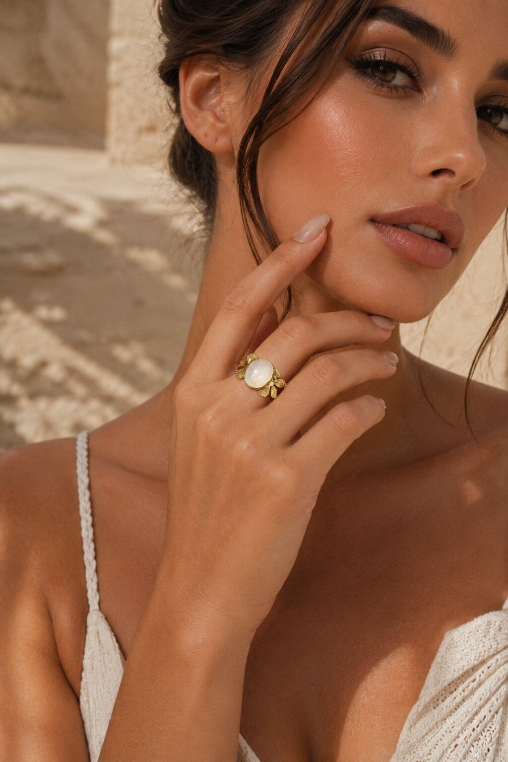 Grossiste ROSE PINK - BAGUE AJUSTABLE EN ACIER INOXYDABLE ORNEE DE PIERRE NATURELLE