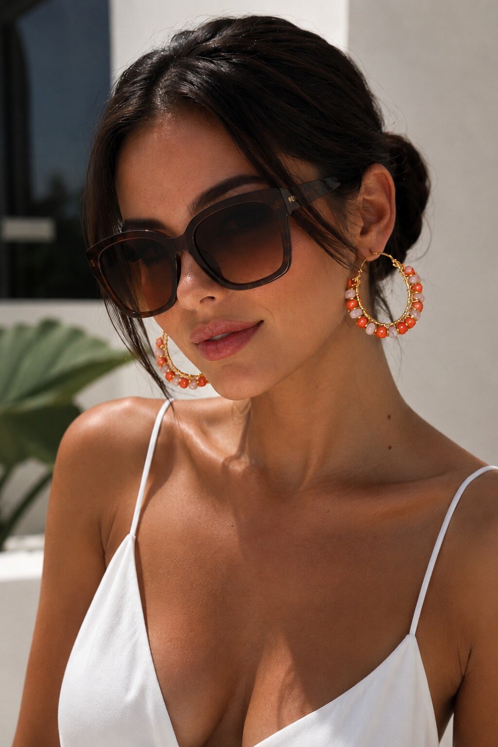 Grossiste ROSE PINK - BOUCLES D'OREILLES CREOLES EN ACIER INOXYDABLE ORNEES DE PERLES COLOREES