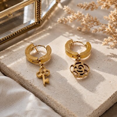 Mayorista ROSE PINK - PENDIENTES COLGANTES DE ACERO INOXIDABLE Mayorista ROSE PINK - PENDIENTES COLGANTES DE ACERO INOXIDABLE