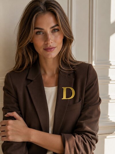 Wholesaler ROSE PINK - STAINLESS STEEL BROOCH WITH LETTER D Wholesaler ROSE PINK - STAINLESS STEEL BROOCH WITH LETTER D