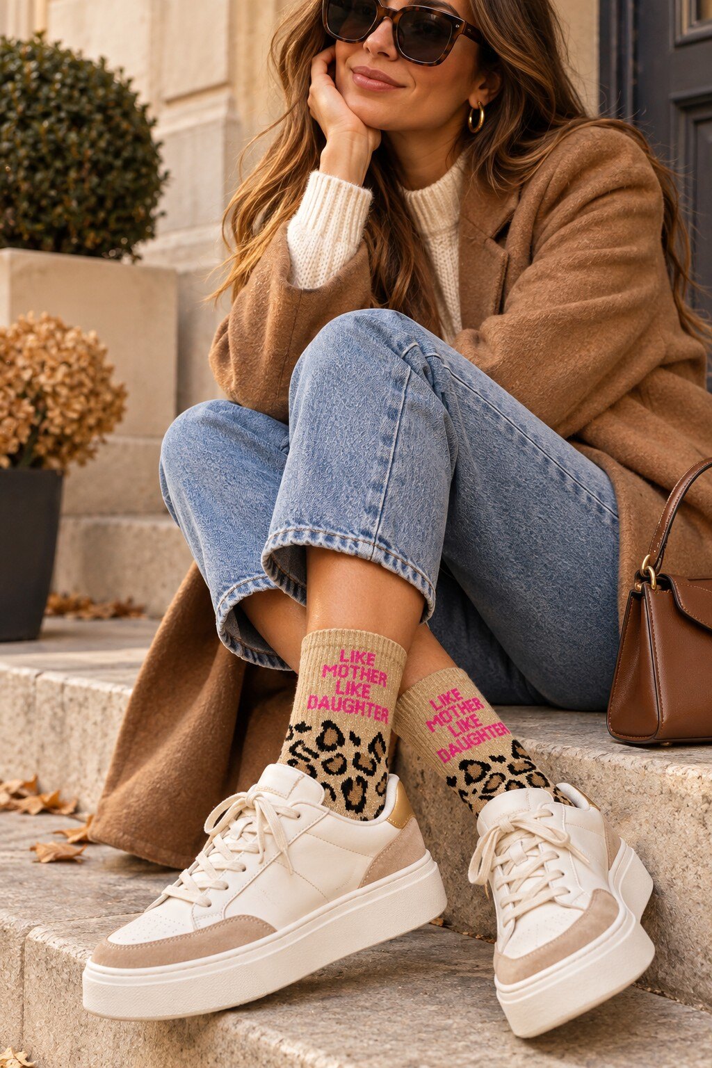 Mayorista ROSE PINK - CALCETINES BRILLANTES CON MENSAJE: LIKE MOTHER LIKE DAUGHTER