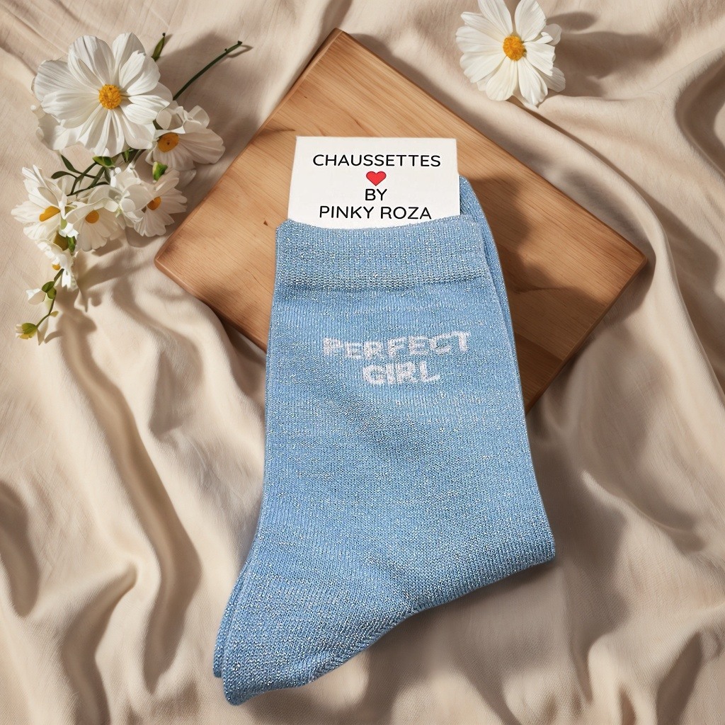 Wholesaler ROSE PINK - SHINY MESSAGE SOCKS PERFECT GIRL IN COTTON
