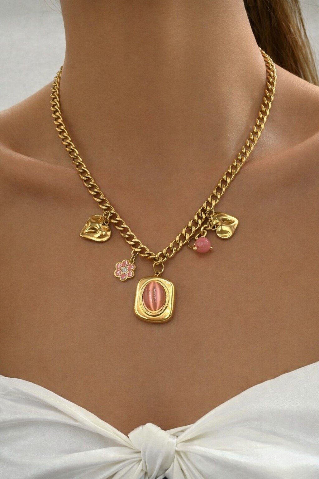 10 Perles En Nacre - Donuts Cercles 25mm Rouge/rose - Neuf