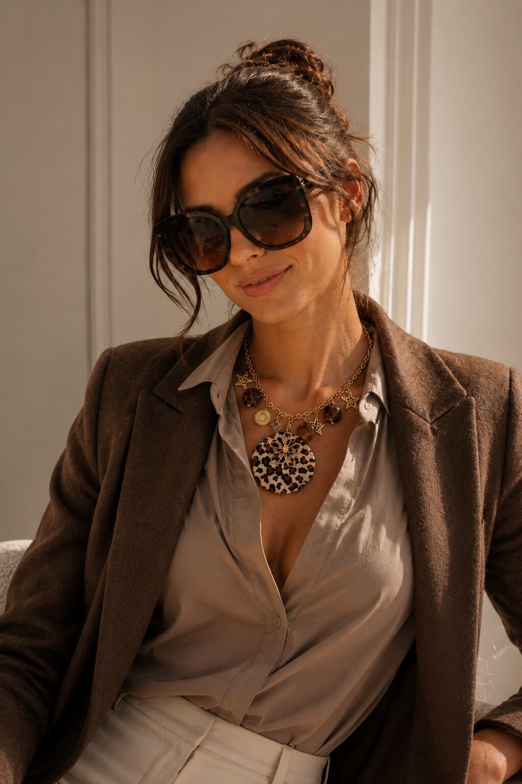 Wholesaler ROSE PINK - NECKLACE ADORNED WITH NATURAL STONE CHARMS AND STAINLESS STEEL