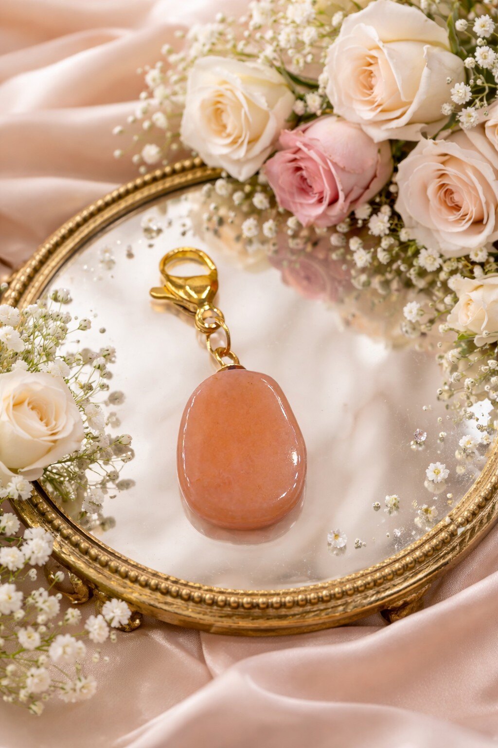 Grossiste ROSE PINK - CHARM PENDENTIF EN PIERRE NATURELLE ET EN ACIER INOXYDABLE