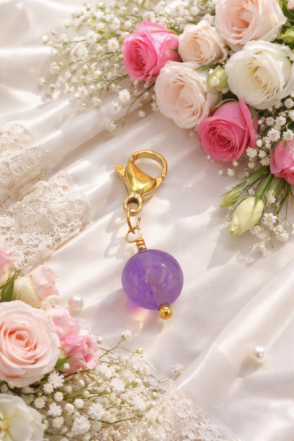 Grossiste ROSE PINK - CHARM PENDENTIF EN PIERRE NATURELLE ET EN ACIER INOXYDABLE