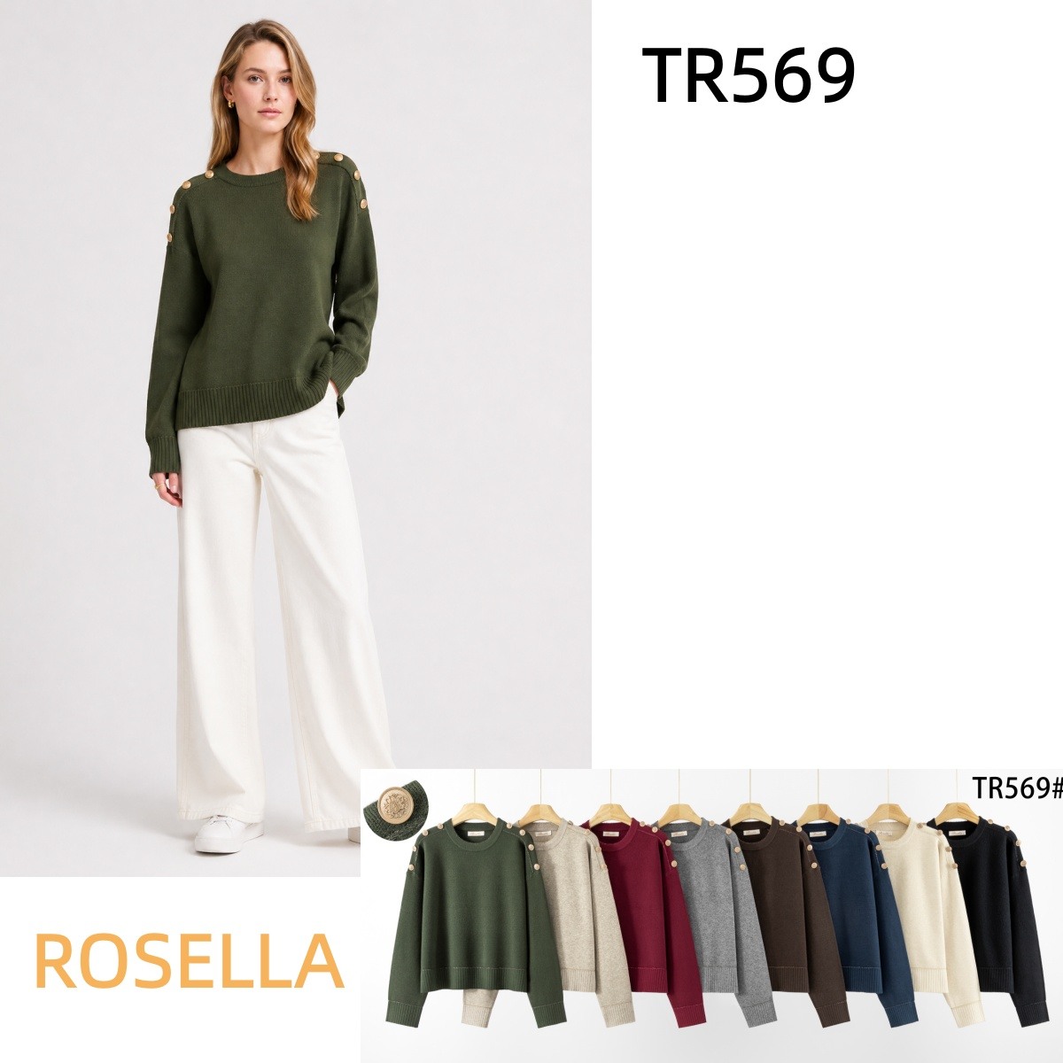 Wholesaler ROSELLA SRL - Knit sweater with decorative buttons