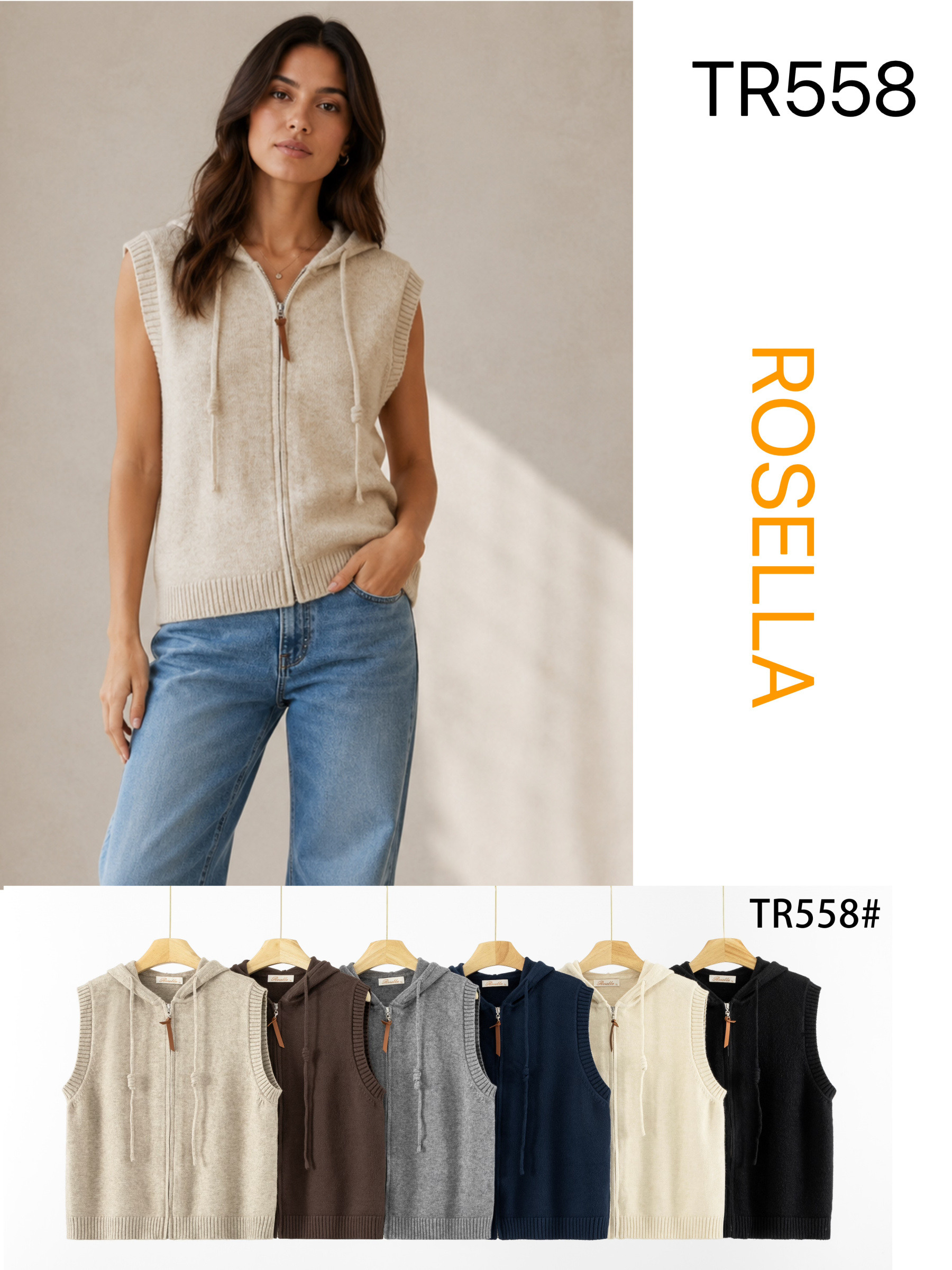 Wholesaler ROSELLA SRL - ZIP-UP HOODIE