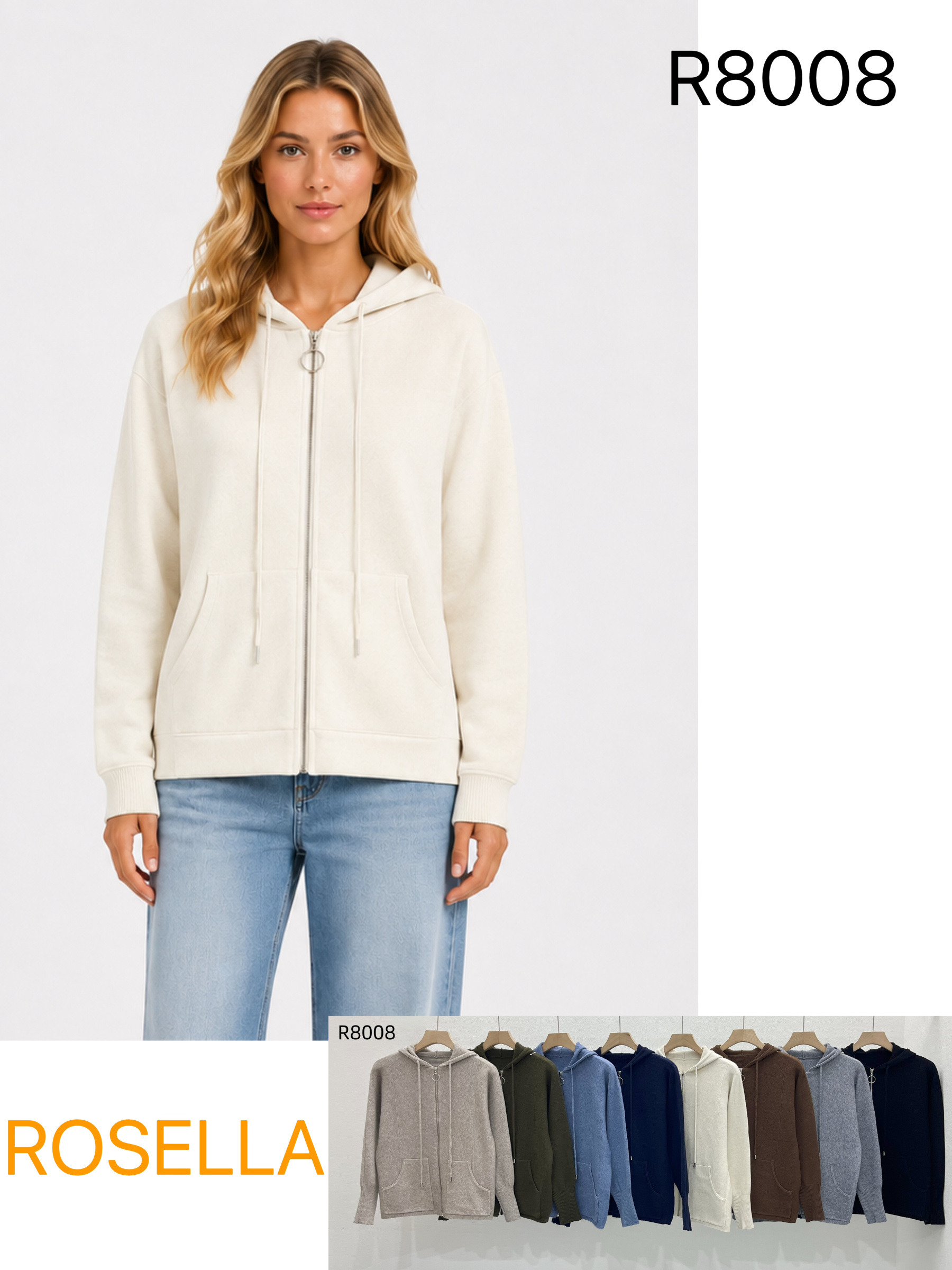 Wholesaler ROSELLA SRL - ZIP-UP HOODIE SWEATER
